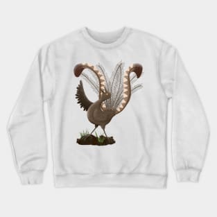 Cute happy superb lyrebird cartoon illustration Crewneck Sweatshirt